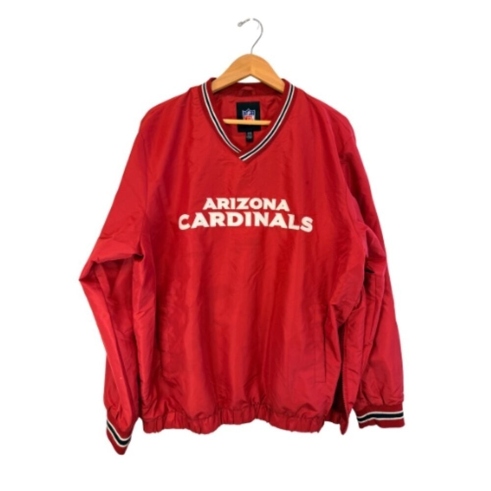 NFL Arizona Cardinals Windbreaker Mens XL Red V-Neck Pullover GIII Jacket